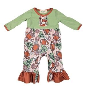 Marie Nicole Baby Girl Football Romper Size 3–6 Months Super Cute‎ Ruffle Flare